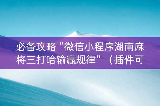 必备攻略“微信小程序湖南麻将三打哈输赢规律”（插件可信吗)