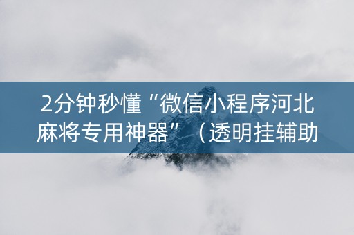 2分钟秒懂“微信小程序河北麻将专用神器”（透明挂辅助器)