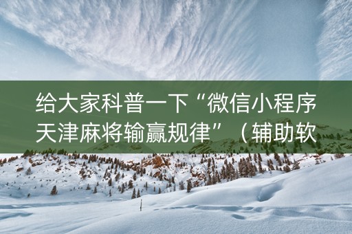 给大家科普一下“微信小程序天津麻将输赢规律”（辅助软件)