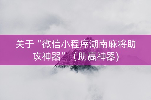 关于“微信小程序湖南麻将助攻神器”（助赢神器)