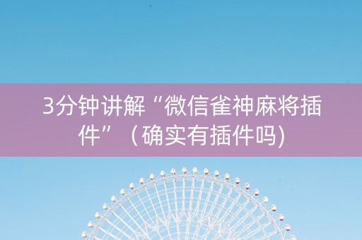 3分钟讲解“微信雀神麻将插件”（确实有插件吗)