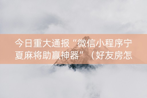 今日重大通报“微信小程序宁夏麻将助赢神器”（好友房怎么才能赢)