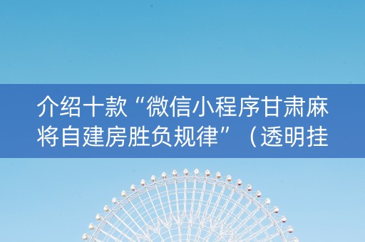 介绍十款“微信小程序甘肃麻将自建房胜负规律”（透明挂辅助器)