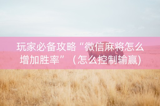 玩家必备攻略“微信麻将怎么增加胜率”（怎么控制输赢)