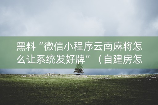 黑料“微信小程序云南麻将怎么让系统发好牌”（自建房怎么拿好牌)