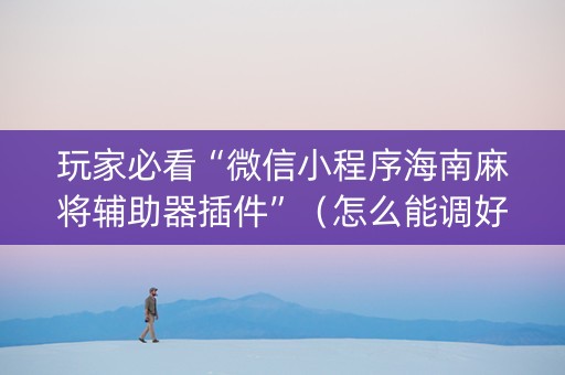 玩家必看“微信小程序海南麻将辅助器插件”（怎么能调好牌)