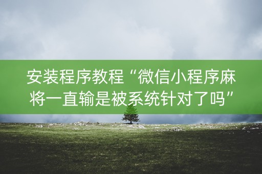 安装程序教程“微信小程序麻将一直输是被系统针对了吗”（胜负规律拿好牌)