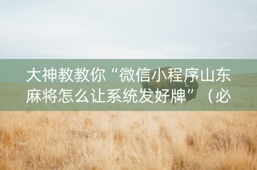 大神教教你“微信小程序山东麻将怎么让系统发好牌”（必赢神器免费安装)