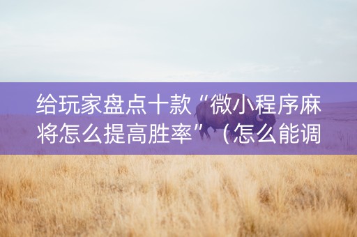 给玩家盘点十款“微小程序麻将怎么提高胜率”（怎么能调好牌)
