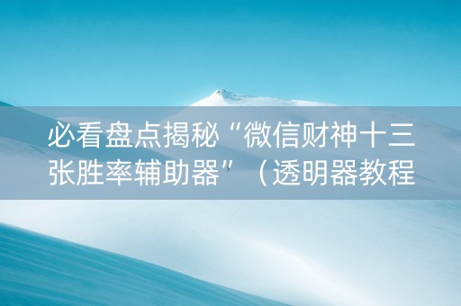 必看盘点揭秘“微信财神十三张胜率辅助器”（透明器教程)