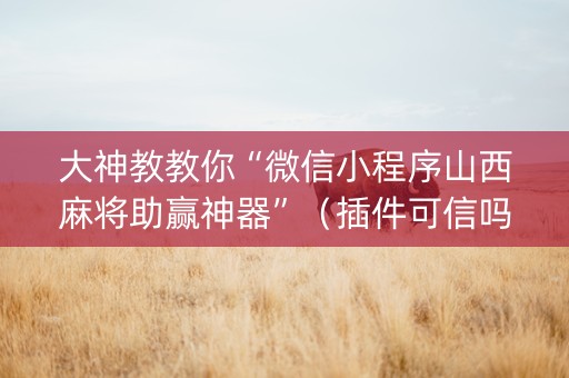 大神教教你“微信小程序山西麻将助赢神器”（插件可信吗)