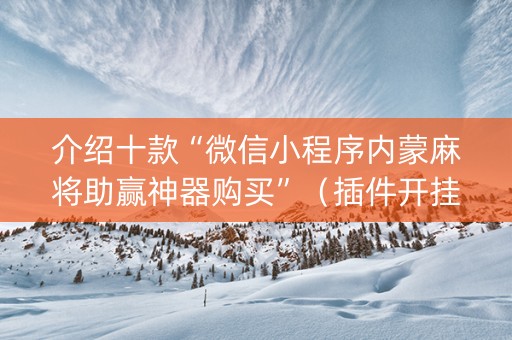介绍十款“微信小程序内蒙麻将助赢神器购买”（插件开挂免费AI)
