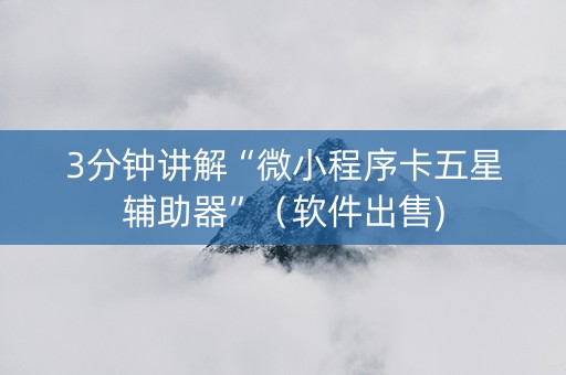 3分钟讲解“微小程序卡五星辅助器”（软件出售)