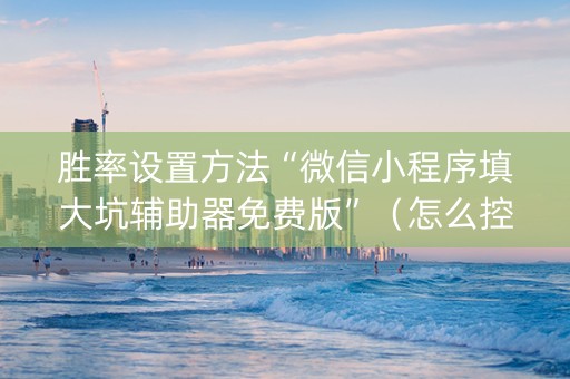 胜率设置方法“微信小程序填大坑辅助器免费版”（怎么控制输赢)