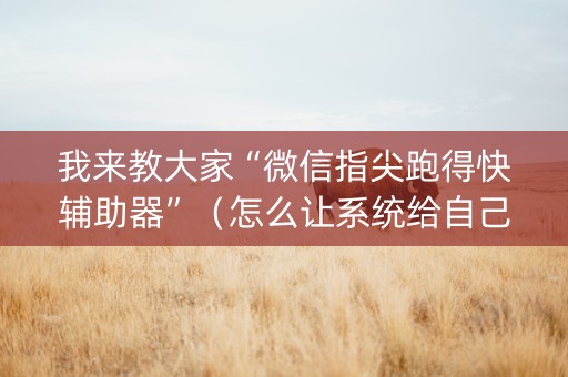 我来教大家“微信指尖跑得快辅助器”（怎么让系统给自己好牌)