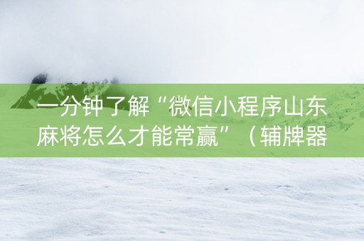 一分钟了解“微信小程序山东麻将怎么才能常赢”（辅牌器插件购买)