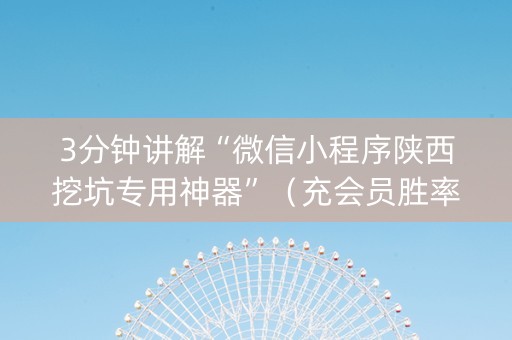3分钟讲解“微信小程序陕西挖坑专用神器”（充会员胜率高)