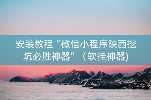 安装教程“微信小程序陕西挖坑必胜神器”（软挂神器)