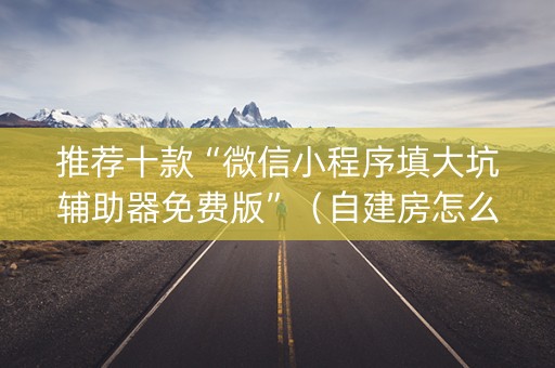 推荐十款“微信小程序填大坑辅助器免费版”（自建房怎么赢)