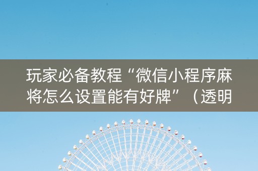玩家必备教程“微信小程序麻将怎么设置能有好牌”（透明挂辅助器)