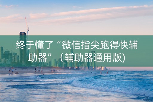 终于懂了“微信指尖跑得快辅助器”（辅助器通用版)