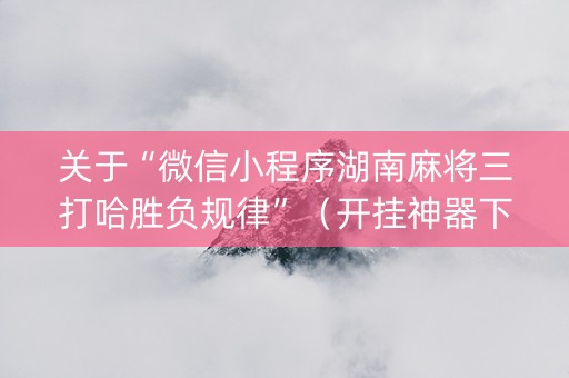 关于“微信小程序湖南麻将三打哈胜负规律”（开挂神器下载)