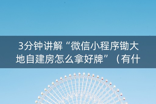 3分钟讲解“微信小程序锄大地自建房怎么拿好牌”（有什么诀窍)