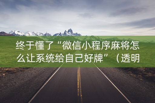 终于懂了“微信小程序麻将怎么让系统给自己好牌”（透明器教程)