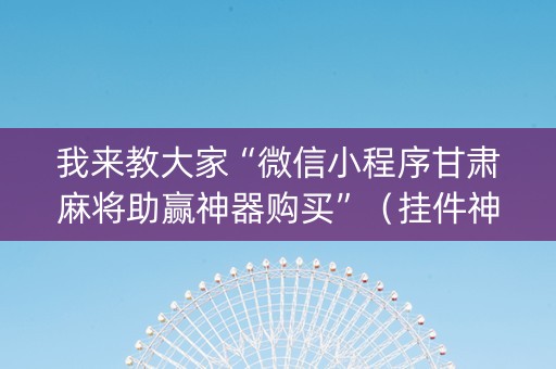 我来教大家“微信小程序甘肃麻将助赢神器购买”（挂件神器)