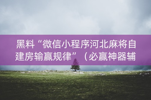 黑料“微信小程序河北麻将自建房输赢规律”（必赢神器辅助器)