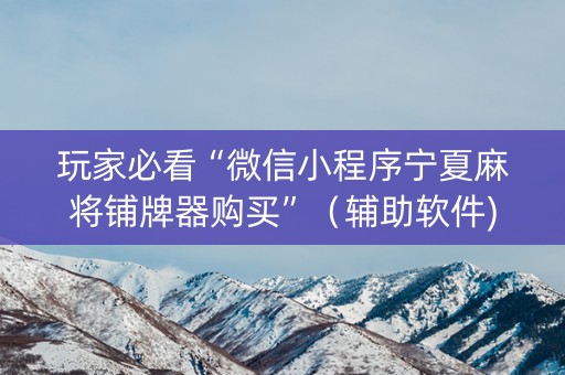 玩家必看“微信小程序宁夏麻将铺牌器购买”（辅助软件)