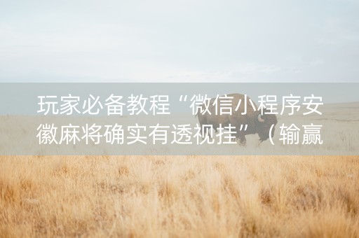 玩家必备教程“微信小程序安徽麻将确实有透视挂”（输赢规律)
