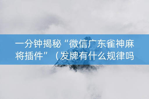 一分钟揭秘“微信广东雀神麻将插件”（发牌有什么规律吗)
