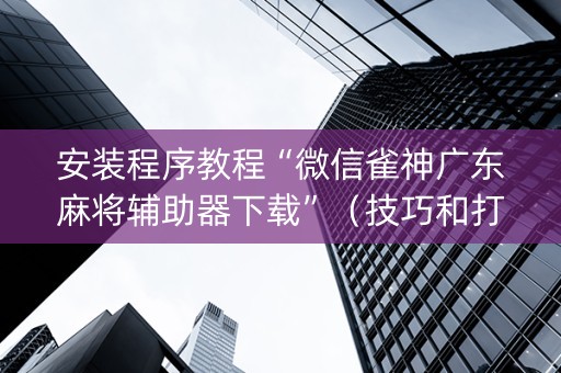 安装程序教程“微信雀神广东麻将辅助器下载”（技巧和打好牌方法)