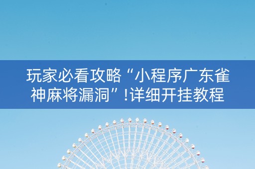 玩家必看攻略“小程序广东雀神麻将漏洞”!详细开挂教程-知乎