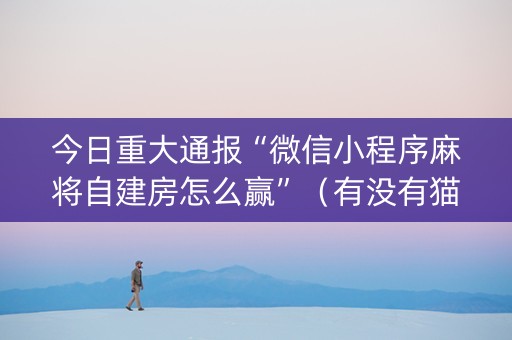 今日重大通报“微信小程序麻将自建房怎么赢”（有没有猫腻)
