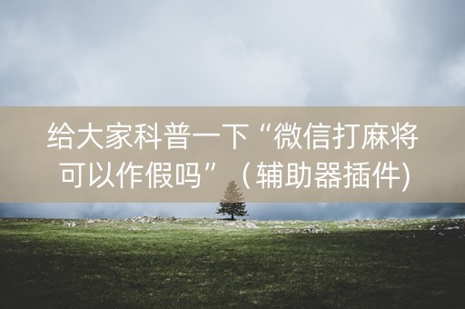 给大家科普一下“微信打麻将可以作假吗”（辅助器插件)