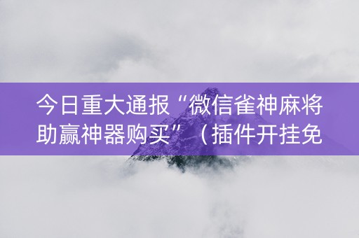 今日重大通报“微信雀神麻将助赢神器购买”（插件开挂免费AI)
