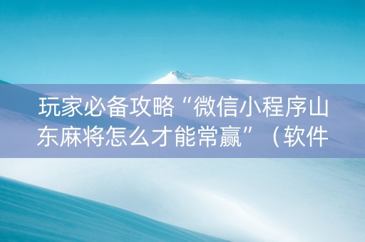 玩家必备攻略“微信小程序山东麻将怎么才能常赢”（软件出售)
