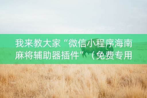 我来教大家“微信小程序海南麻将辅助器插件”（免费专用神器)