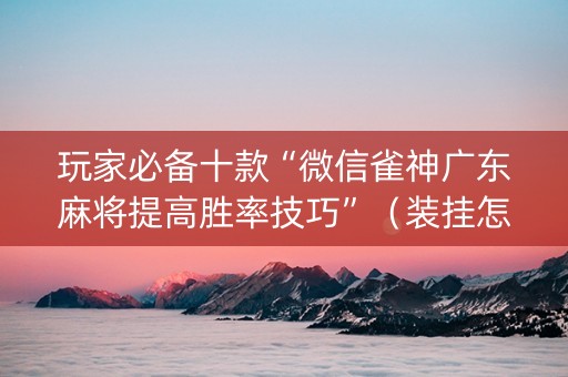 玩家必备十款“微信雀神广东麻将提高胜率技巧”（装挂怎么安装)