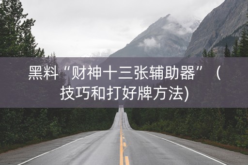 黑料“财神十三张辅助器”（技巧和打好牌方法)