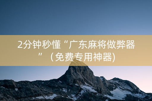 2分钟秒懂“广东麻将做弊器”（免费专用神器)
