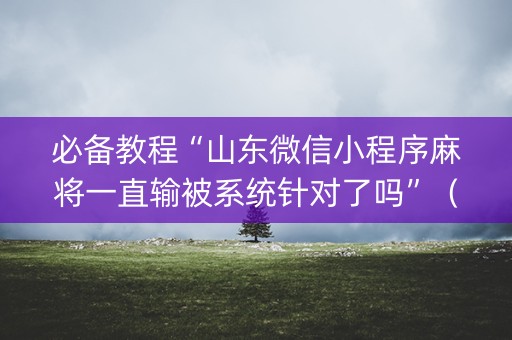必备教程“山东微信小程序麻将一直输被系统针对了吗”（必赢神器免费安装)