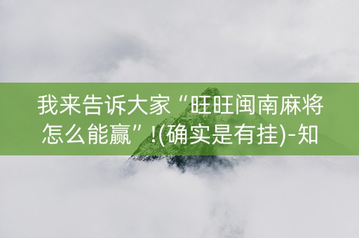我来告诉大家“旺旺闽南麻将怎么能赢”!(确实是有挂)-知乎