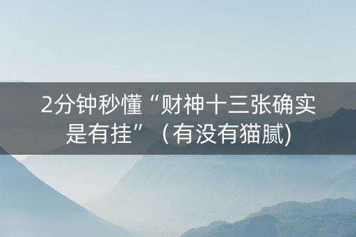 2分钟秒懂“财神十三张确实是有挂”（有没有猫腻)
