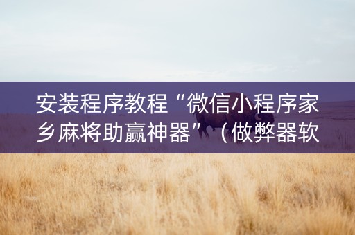 安装程序教程“微信小程序家乡麻将助赢神器”（做弊器软件下载)