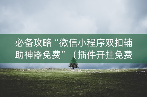 必备攻略“微信小程序双扣辅助神器免费”（插件开挂免费AI)