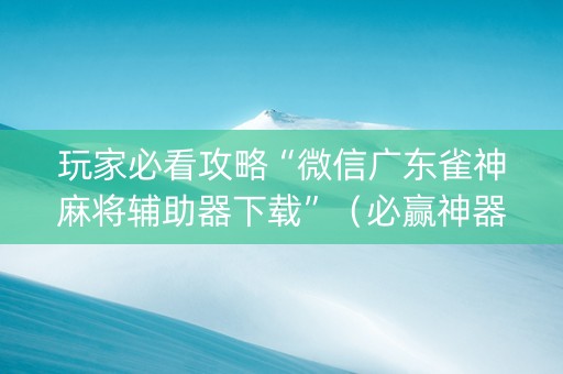 玩家必看攻略“微信广东雀神麻将辅助器下载”（必赢神器)