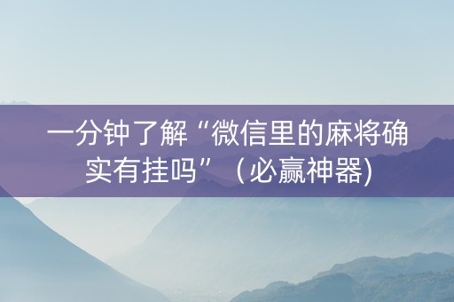 一分钟了解“微信里的麻将确实有挂吗”（必赢神器)